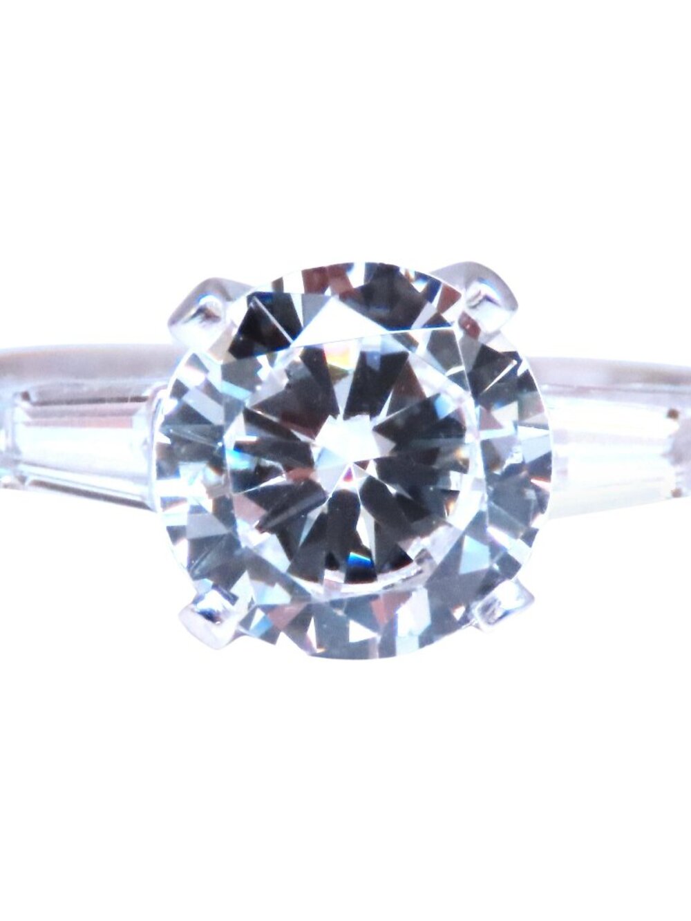3.50ct White Zircon Engagement Ring 14kt Gold 12435*